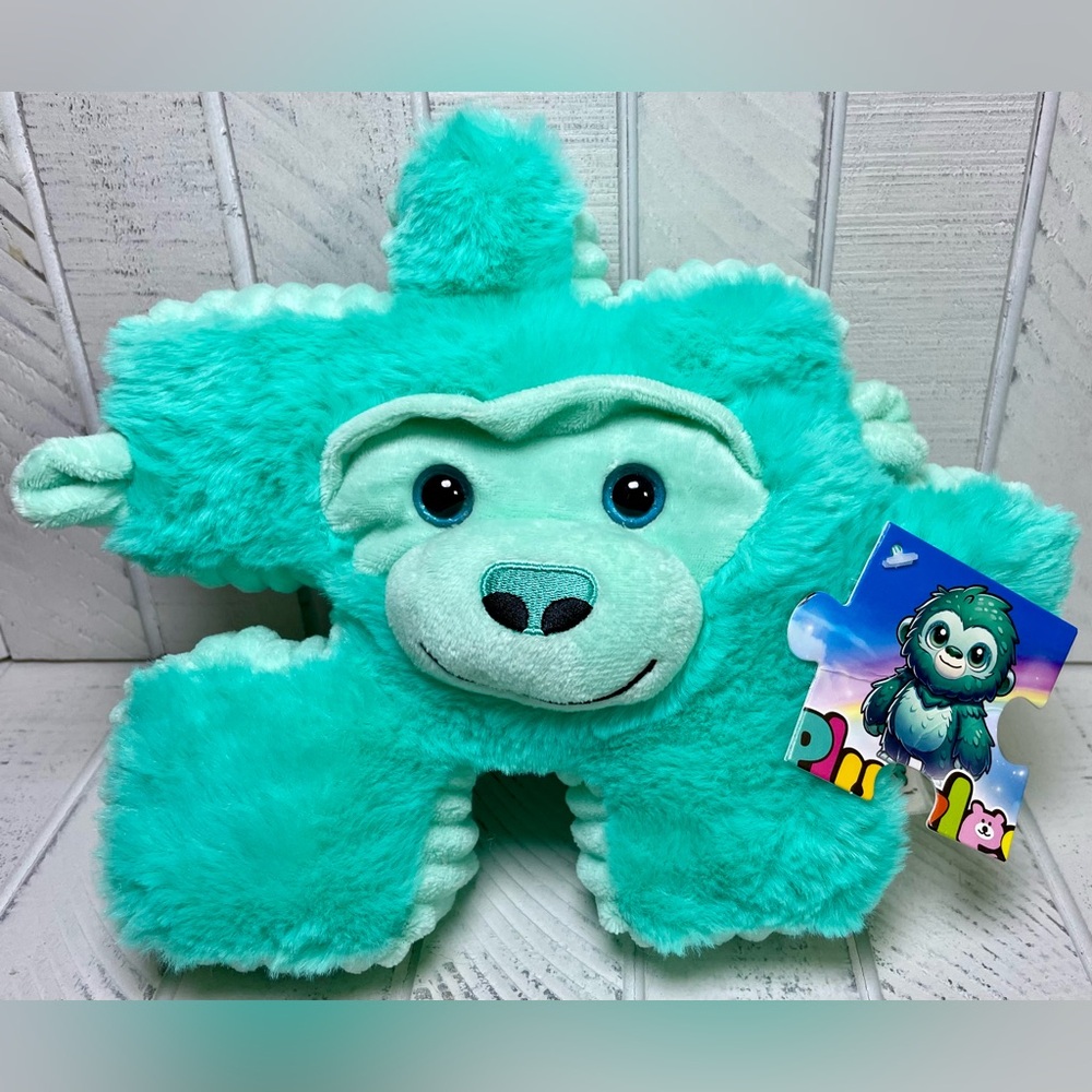Pluzzles Animal Plush Sea Foam Green Gorilla Puzzle Piece Stuffed Animal Toy NWT
